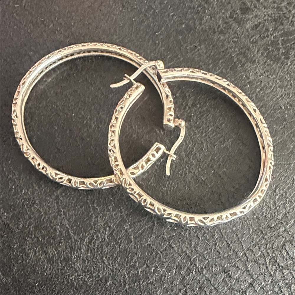 Vintage 925 Silver Hoop Earrings